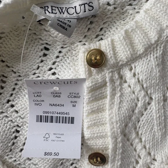 Girl’s Ivory Cropped Cardigan - Picture 4 of 6